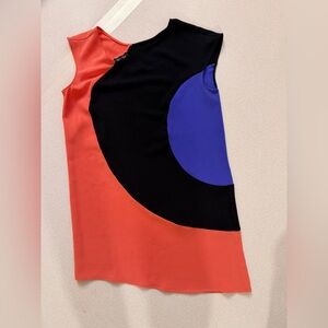 Escada coral blue black blouse